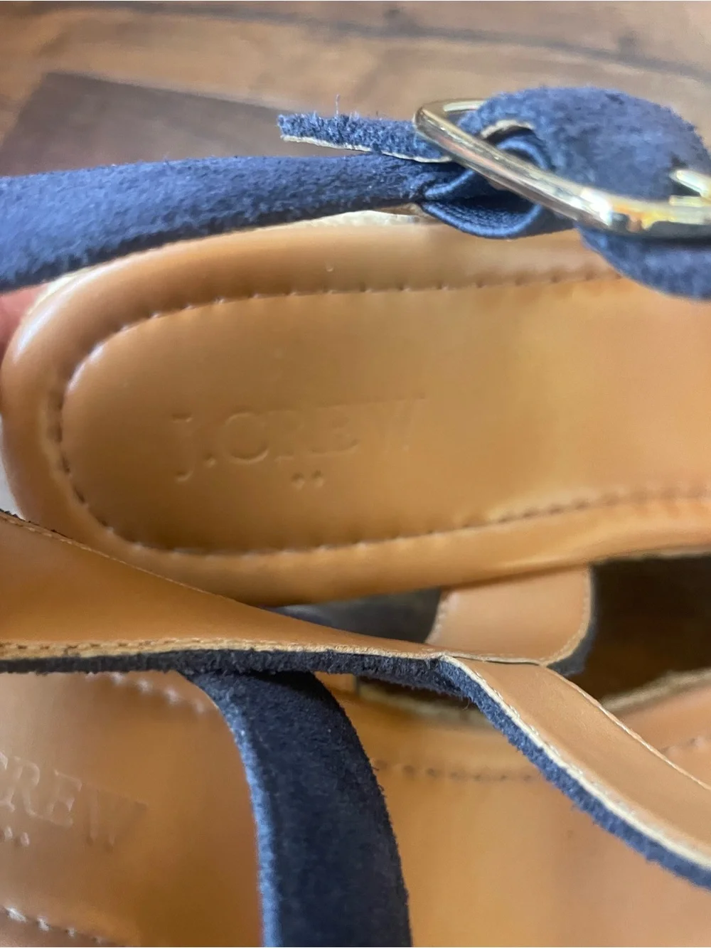 J. Crew Navy Suede Espadrille Wedge Sandals